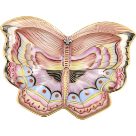 Royal Porzellan Manufaktur Western Germany Hand Painted Porcelain Butterfly Dish