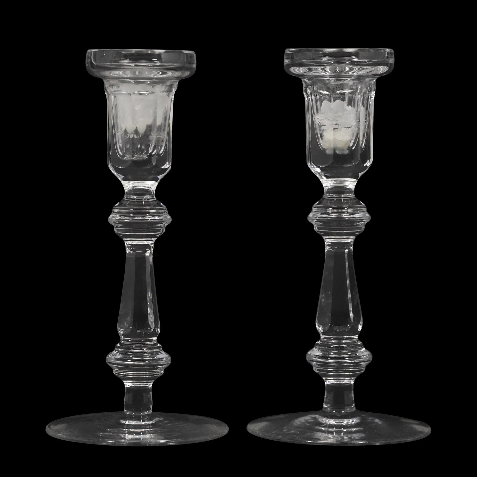 Pair Waterford Cut Glass Candle Stick Holders , Baluster Stem, 8 inches height (1 of 10)