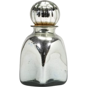 Large Mercury Glass Decanter with Oversized Stopper 13 Inches