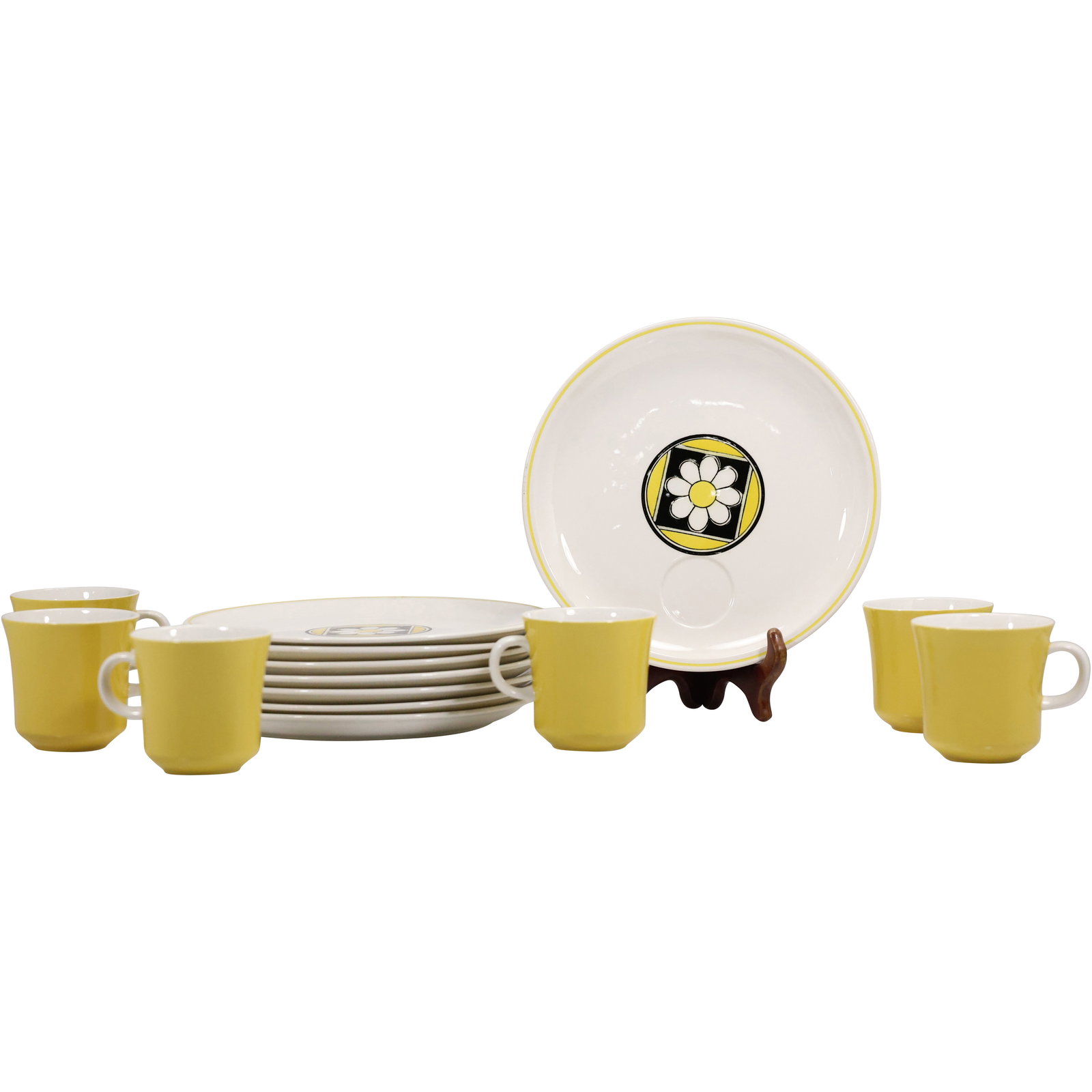 Set of 6 cups and 8 daisy plates by Jonas Roberts for Cera-Stone Within 4081 Japan (1 of 20)