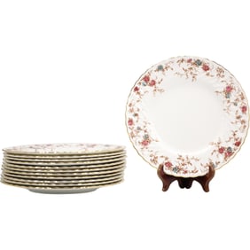 Set of 12 Minton Ancestral S376 Bone China Dinner Plates 10.5 Inches