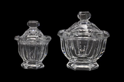 Pair of Baccarat France Crystal Lidded Jars