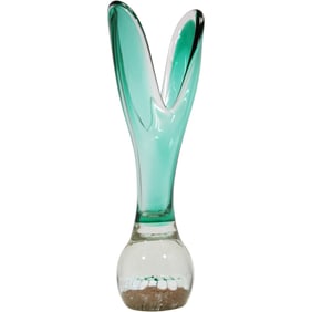 Mid-Century Murano Sommerso Glass Sculptural Vase with Maleforie Base