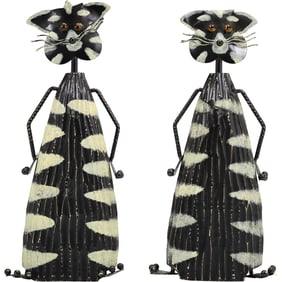 Pair of Contemporary Metal Cat Sculptures