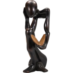 Mid Century Abstract Carved Wood Sculpture