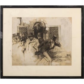 Dudley G. Summers Ink and Wash Illustration of 19th Century Gentlemen