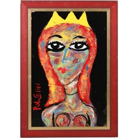 Tom Pulgini Abstract Portrait of a Queen Oil on Wood