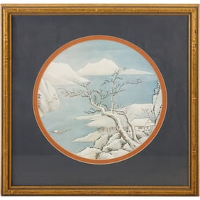 Framed Japanese Winter Landscape Print