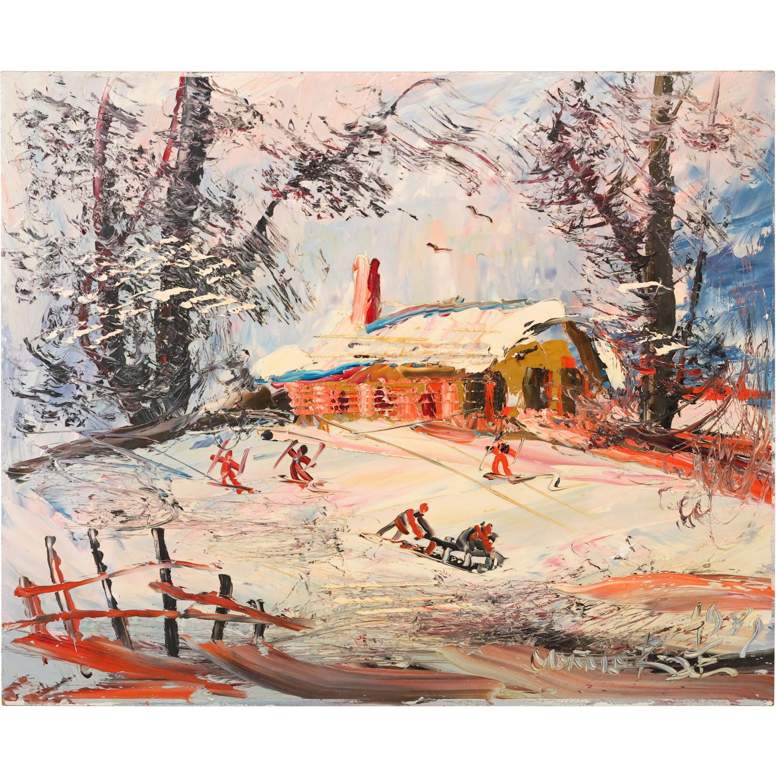 Morris Katz Winter Landscape with Cabin and Skiers (1 of 18)