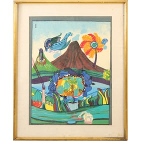 KAND Das Glashaus Entlässt das Grün Modernist Lithograph