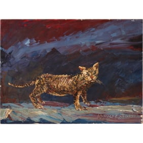 Morris Katz Oil Painting of a Cat