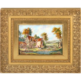 Enamel Painting on Metal Signed L. Moreau Fricand Limoges France