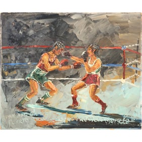 Morris Katz Oil Painting Pan Am Games Boxing Puerto Rico 1979