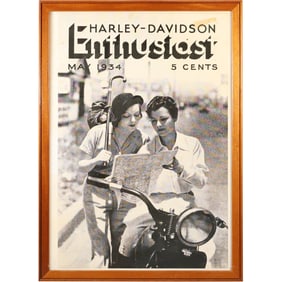 Framed Harley-Davidson Enthusiast May 1934 Magazine Cover Print