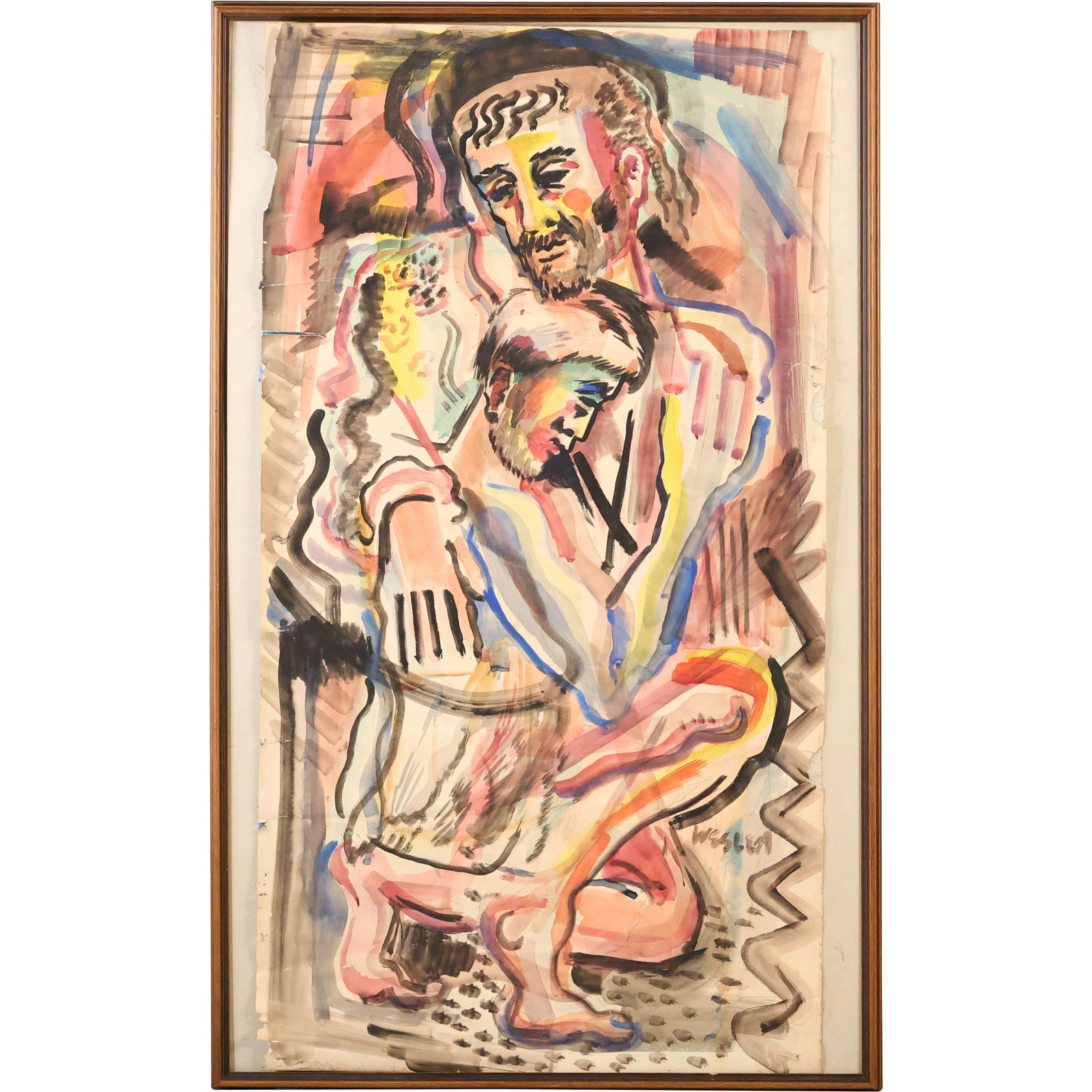 Signed Wesley Expressionist Watercolor Painting (1 of 15)