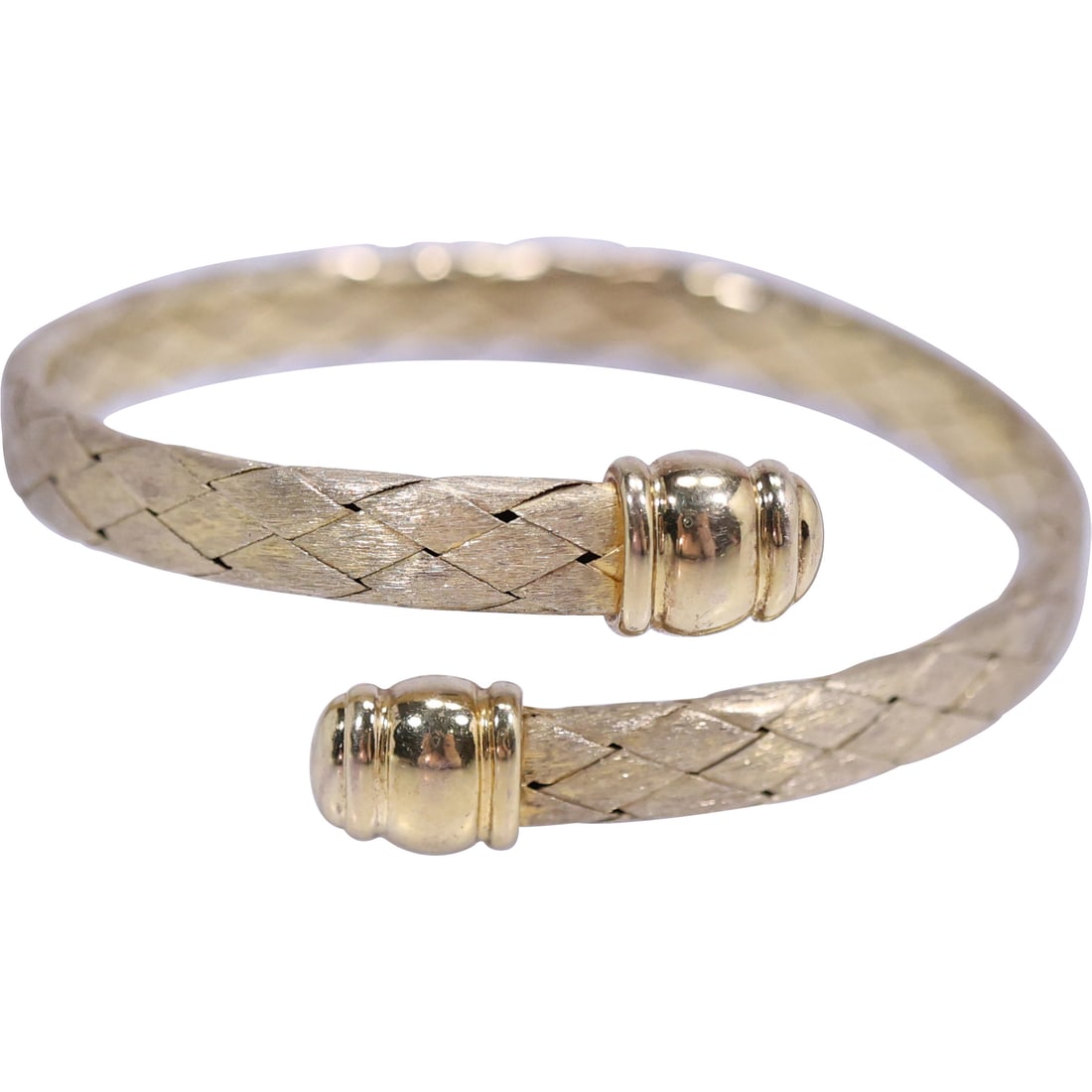 24.3 grams Sterling Silver .925 Italy Vermeil Wrap Bangle with Diamond Quilted Design 2 3/4 in. x 3/ (1 of 13)