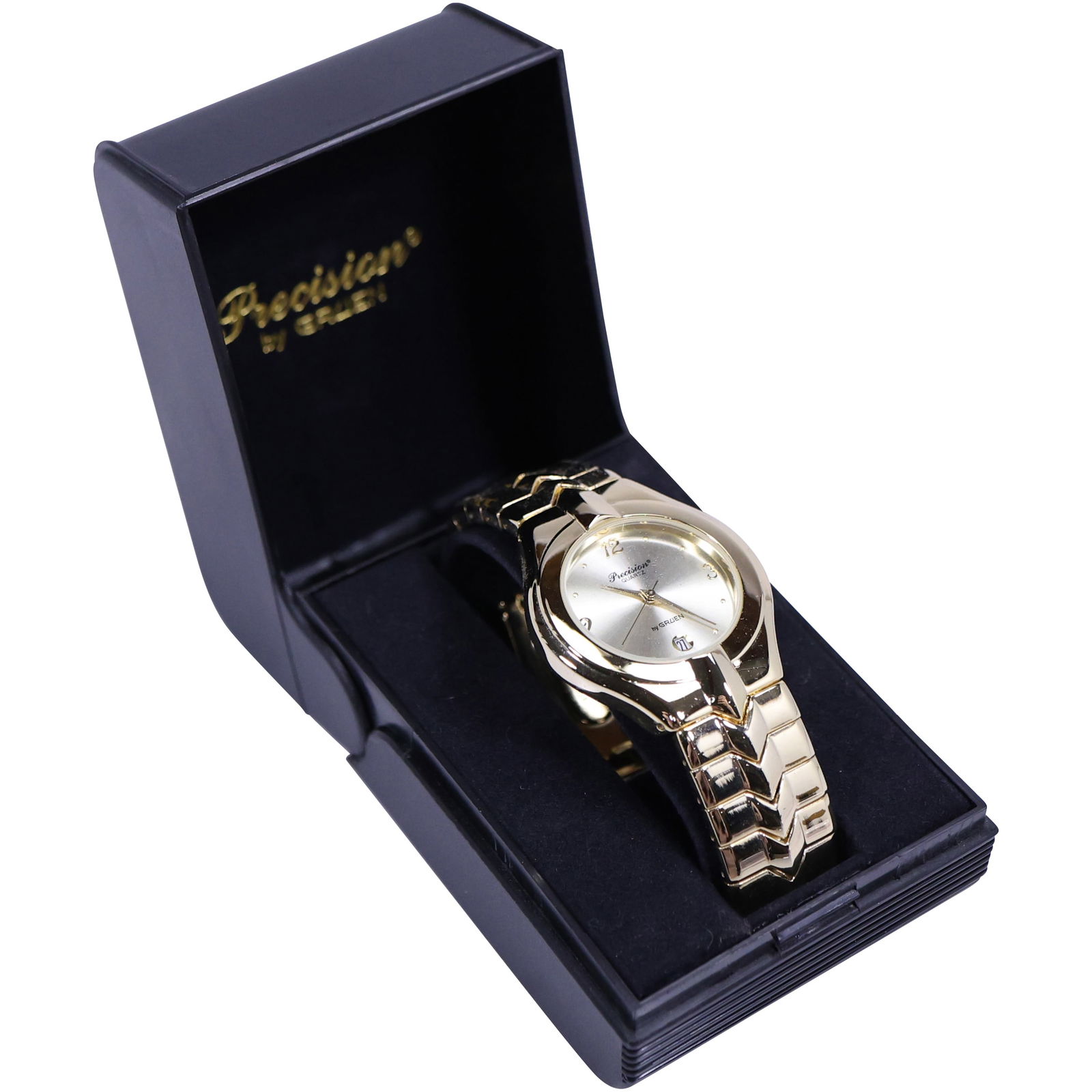 Men's Gruen Wristwatch Gold Tone with Date , 2 in. x 1.75 in. Face: Men's Gruen Wristwatch Gold Tone with Date , 2 in. x 1.75 in. Face