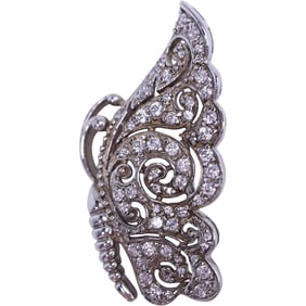 Exquisite .925 Sterling Silver CZ "Butterfly" Swirl Pin 1 5/8 in. x 7/8 in.