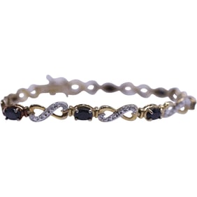 .925 Sterling Silver Sapphires Tennis Bracelet  8 in. x 1/4 in.