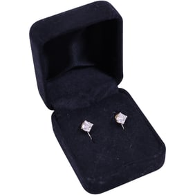 14K Gold and CZ Earrings, 1/2 in. x 1/4 in.