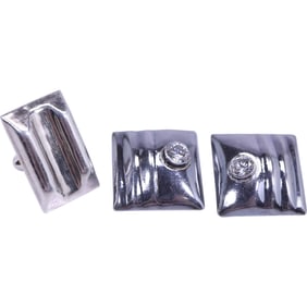 .950 Sterling Mexico TL-41 Clip-on Earrings with CZ and ,925 Sterling Mexico TL-31 Ring Size 7, Larg