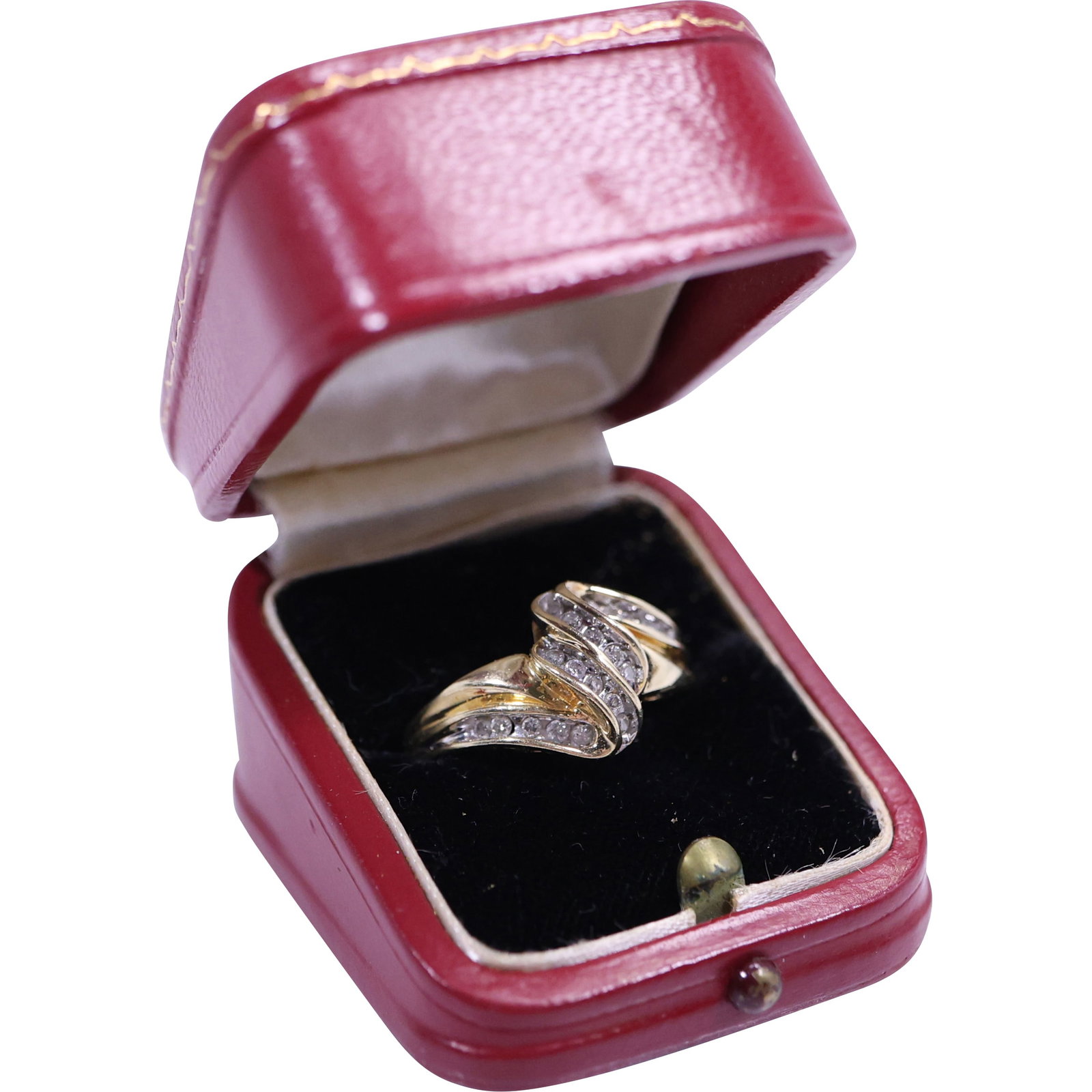 14K Gold with 15 Diamonds Cocktail Ring Size 8, 7/8 in. x 1/2 in. (1 of 18)