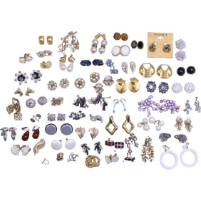 Large Assortment of Vintage and Contemporary Costume Earrings Including Monet
