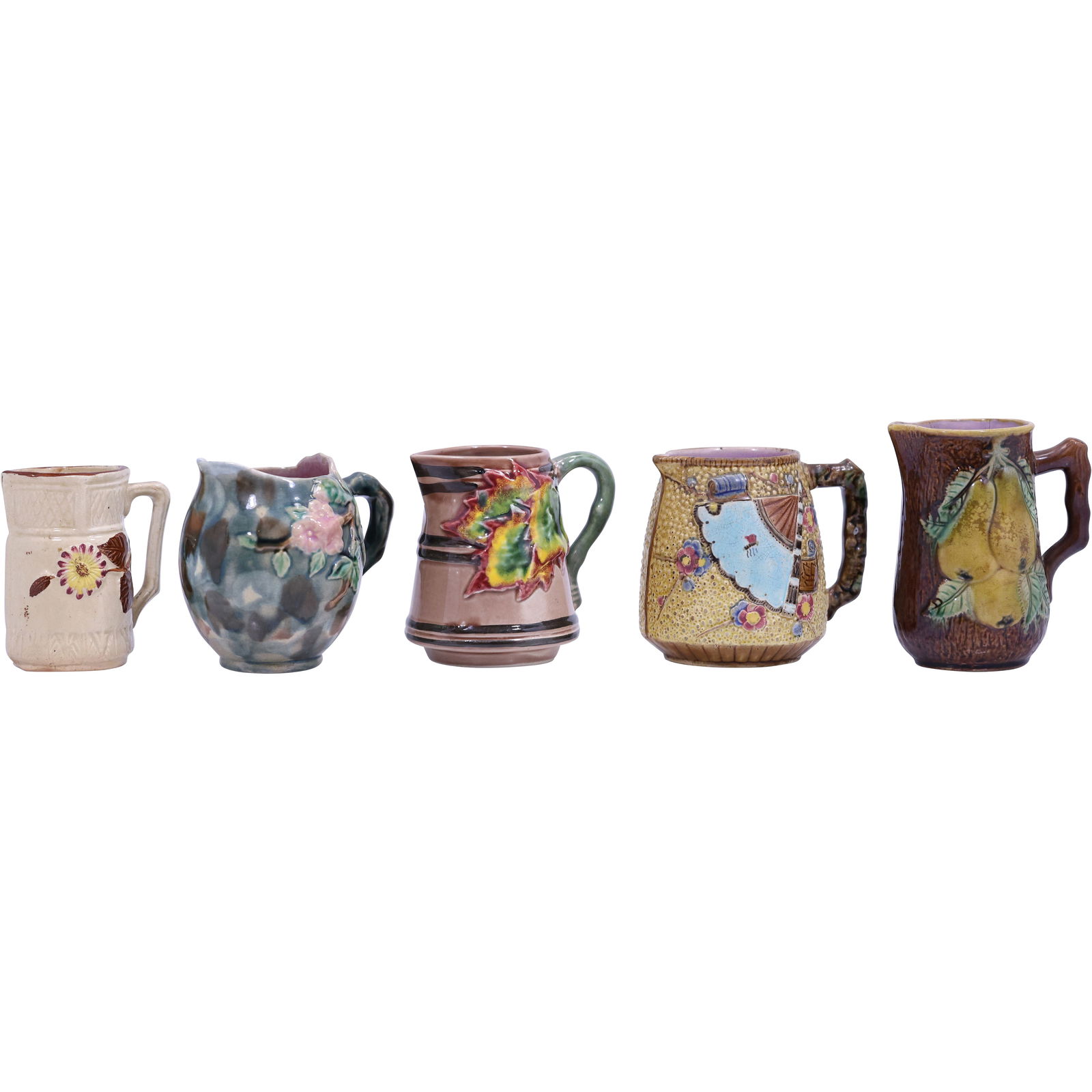 Group of 5 Vintage Majolica Pottery Pitchers and Mugs — Etruscan and Portuguese (1 of 14)