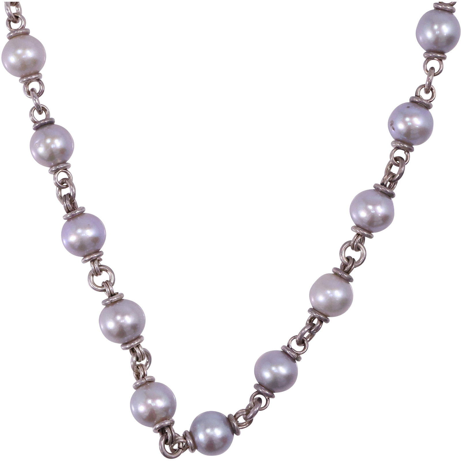 Michael Daukins .925 Sterling Silver Freshwater Cultured Pearl Necklace 36 in. x 1/4 in.: Michael Daukins .925 Sterling Silver Freshwater Cultured Pearl Necklace 36 in. x 1/4 in.