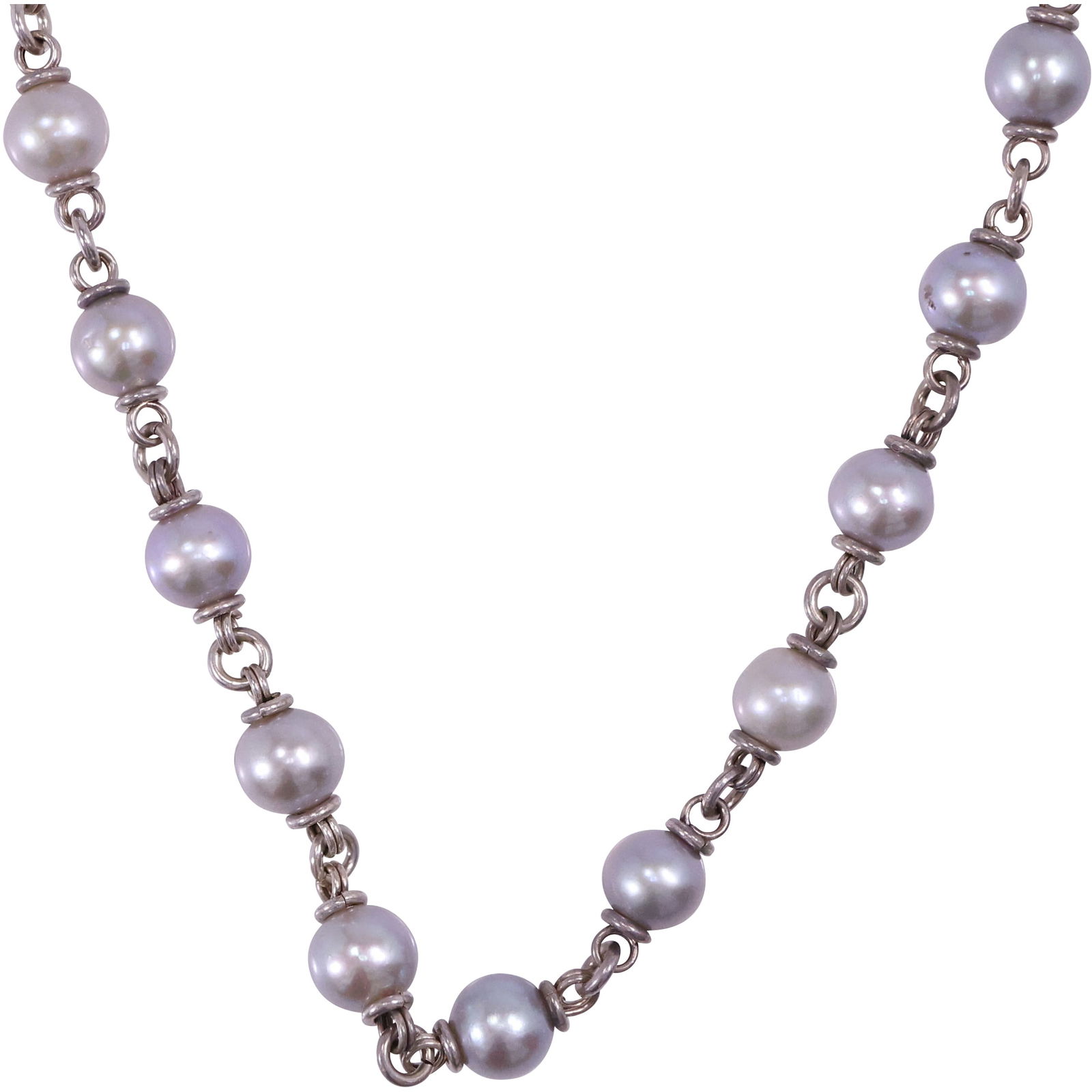 Michael Daukins .925 Sterling Silver Freshwater Cultured Pearl Necklace 36 in. x 1/4 in.