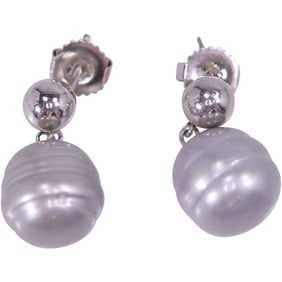 14K Post Freshwater Cultured Pearl Drop Earrings 3/4 in. x 1/2 in.
