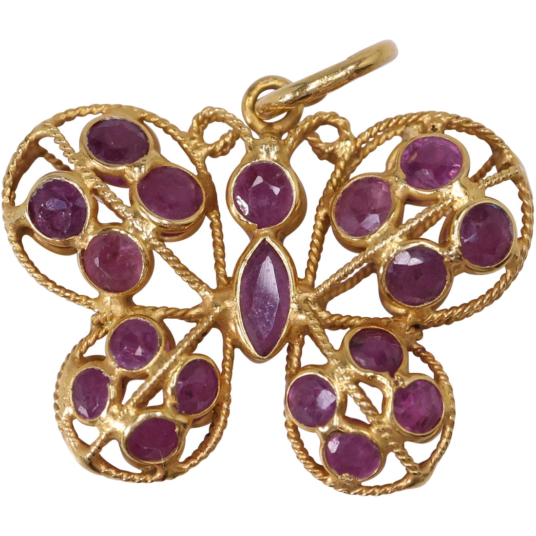 14K Double Sided Ruby Butterfly Pendant 3/4 in. x 1/2 in.: 14K Double Sided Ruby Butterfly Pendant 3/4 in. x 1/2 in.