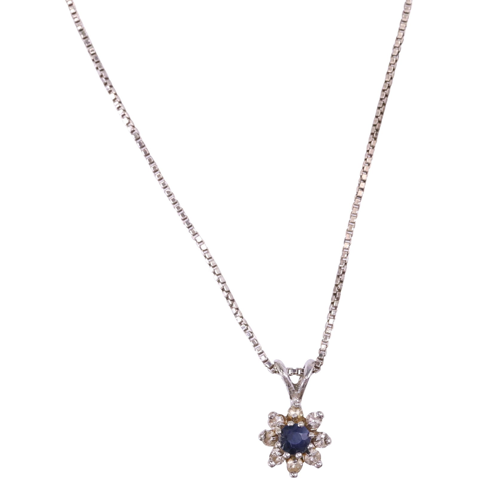 14K Sapphire and Diamonds Pendant Necklace on a .925 Sterling 18 in. Chain: 14K Sapphire and Diamonds Pendant Necklace on a .925 Sterling 18 in. Chain