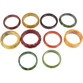 10 Assorted Genuine Vintage Bakelite Bracelets - Assorted Colors