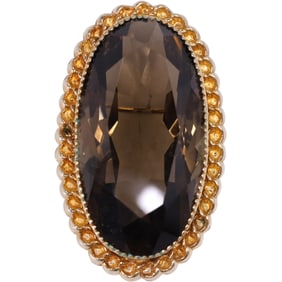 12K Gold Filled Smokey Citrine Pin 1 1/2 in. x 7/8 in.