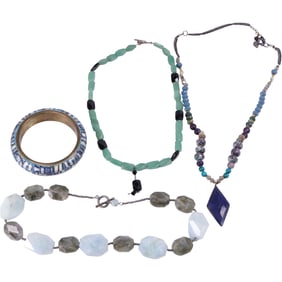 Amethyst Necklace 20 in. x 1/2 in.; Jade Black Onyx Necklace .925 Sterling Toggle 19 in. x 1/4 in.;