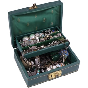 Jewelry Box Loaded with 40+ Sterling Silver Earrings, Pins, Necklaces and Bracelets