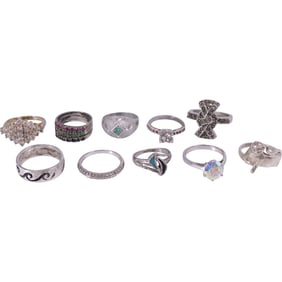 10 Sterling Silver Assorted Rings  - Nice election - See Pictures