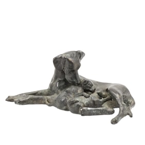 Maitland Smith Bronze Sculpture Dog Lab Labrador Pups Puppies Mother