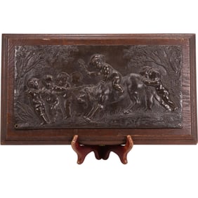 antique Bacchanalian Bronze relief plaque, typically a Grand Tour piece from the Victorian era