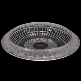 Signed Lalique France Lalique Marguerites Crystal and Frosted Floral Glass Bowl