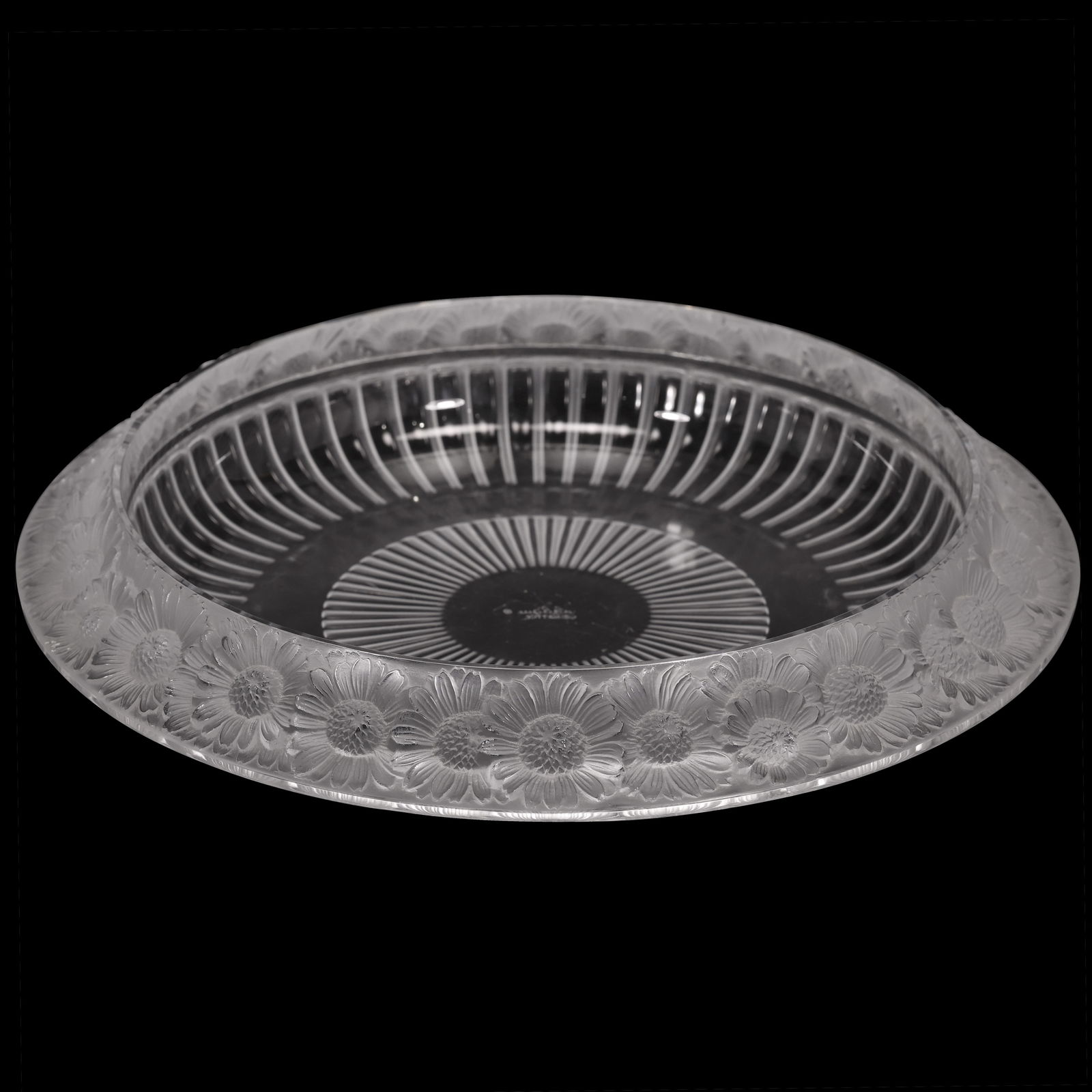 Signed Lalique France Lalique Marguerites Crystal and Frosted Floral Glass Bowl (1 of 19)