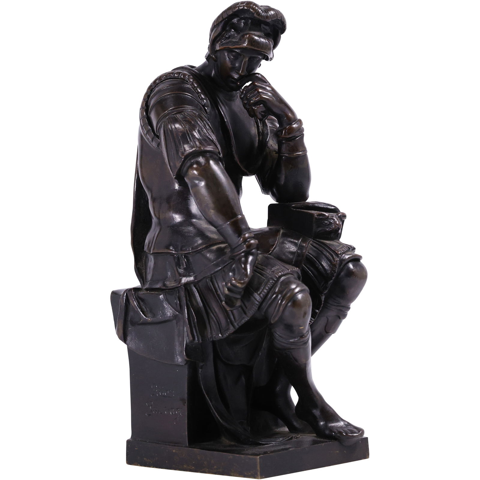 19th C. Bronze sculpture “Laurent de Medicis” after Michelangelo, Good Patina 10.5 in. (1 of 18)