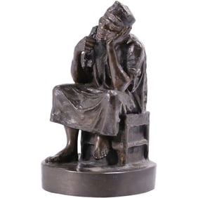 Gennaro Raiano 1856 - 1916 Seated Man on Telephone, Bronze Napoli Italy