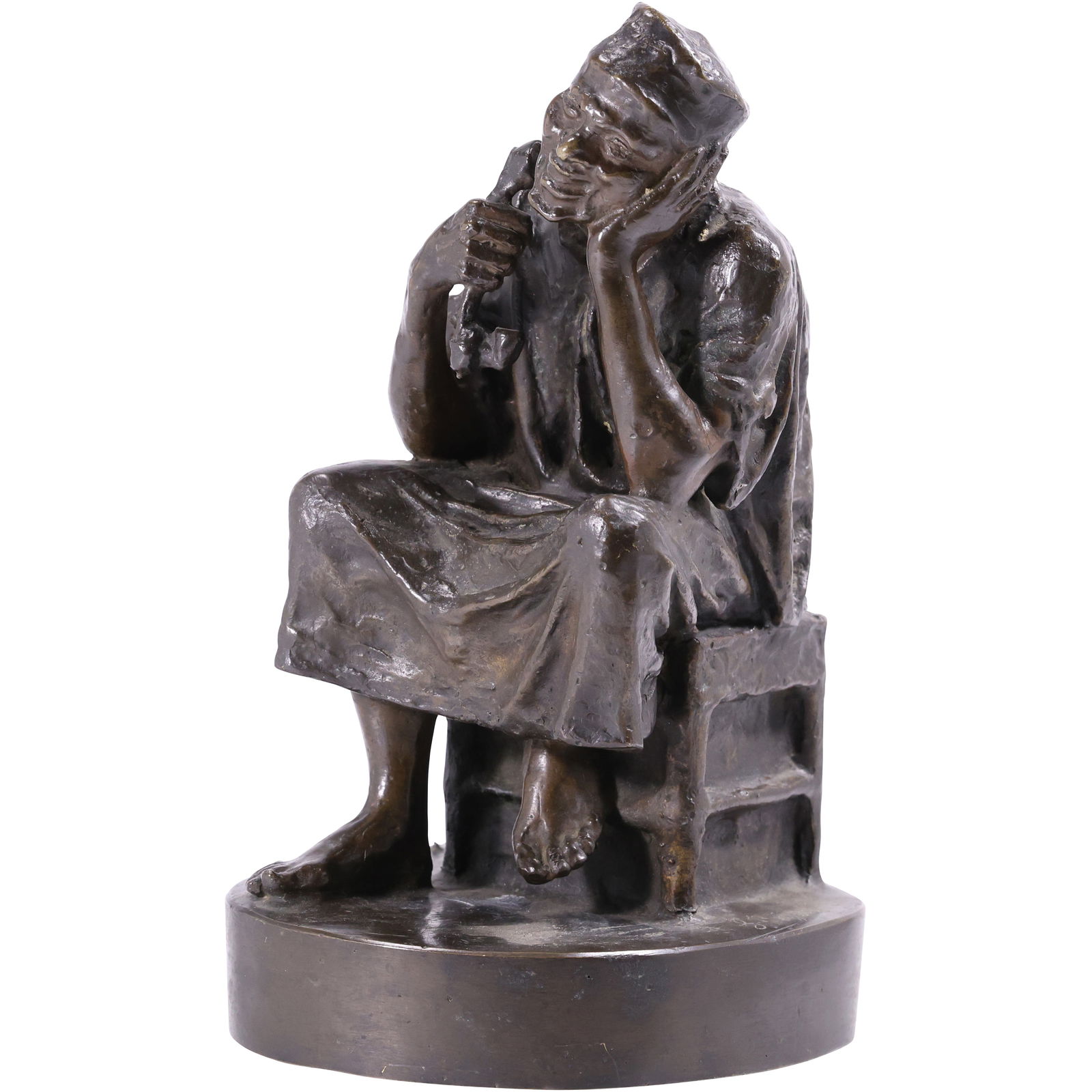 Gennaro Raiano 1856 - 1916 Seated Man on Telephone, Bronze Napoli Italy (1 of 18)