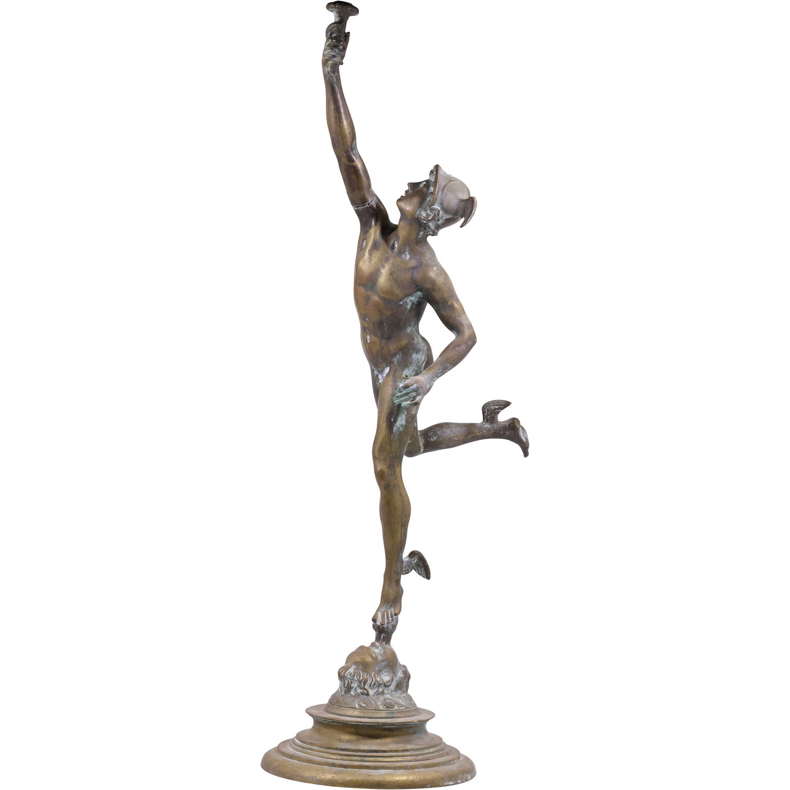 19th C. bronze statue of Mercury, The Roman Messenger God Hermes Old Patina (1 of 20)