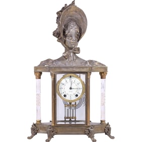 Seth Thomas "Empire No. 31" Crystal Regulator Clock with Bust of a Woman Wearing Bonnet
