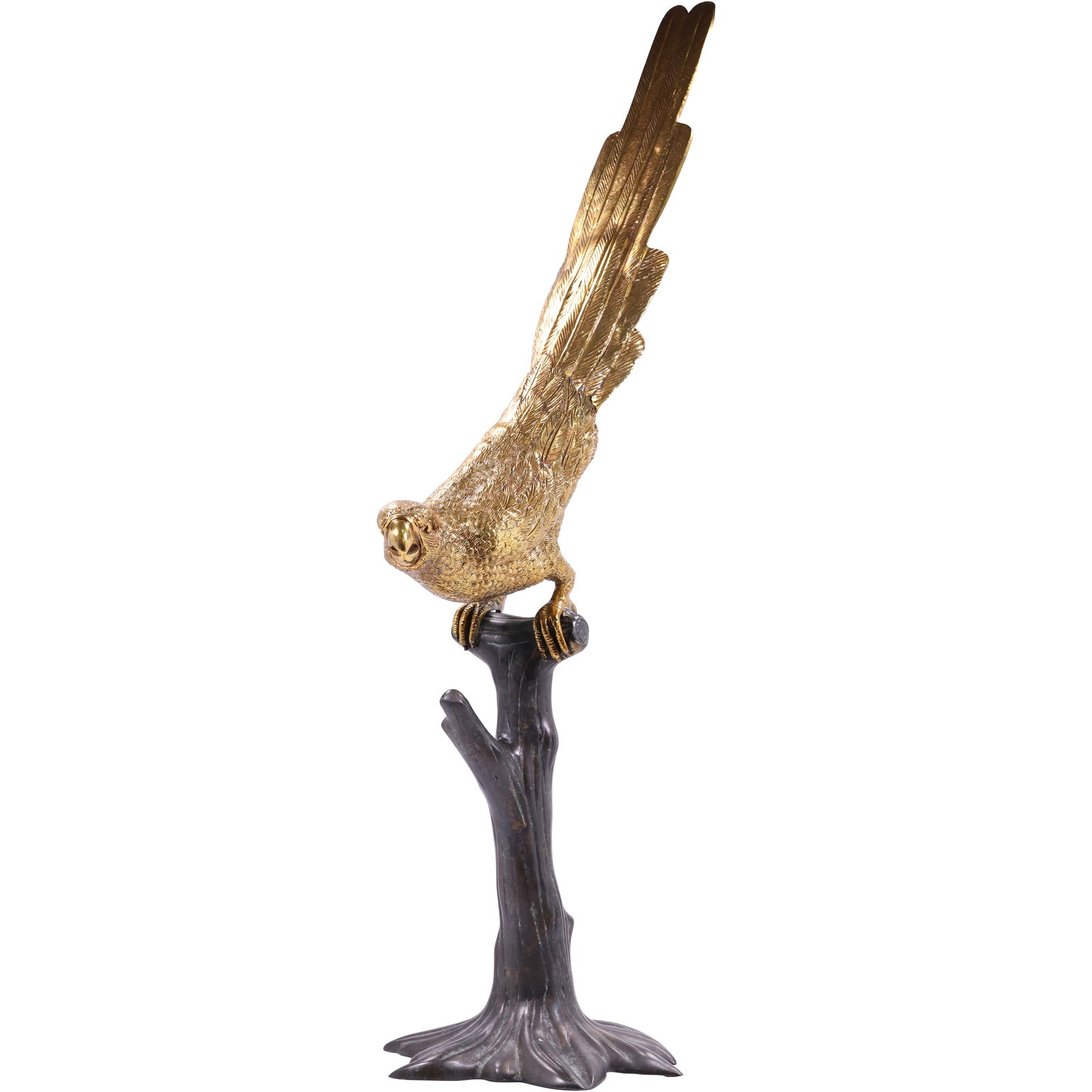 Maitland Smith Life Size Bronze and Gilt Parrot Sculpture on Tree Form Base (1 of 20)