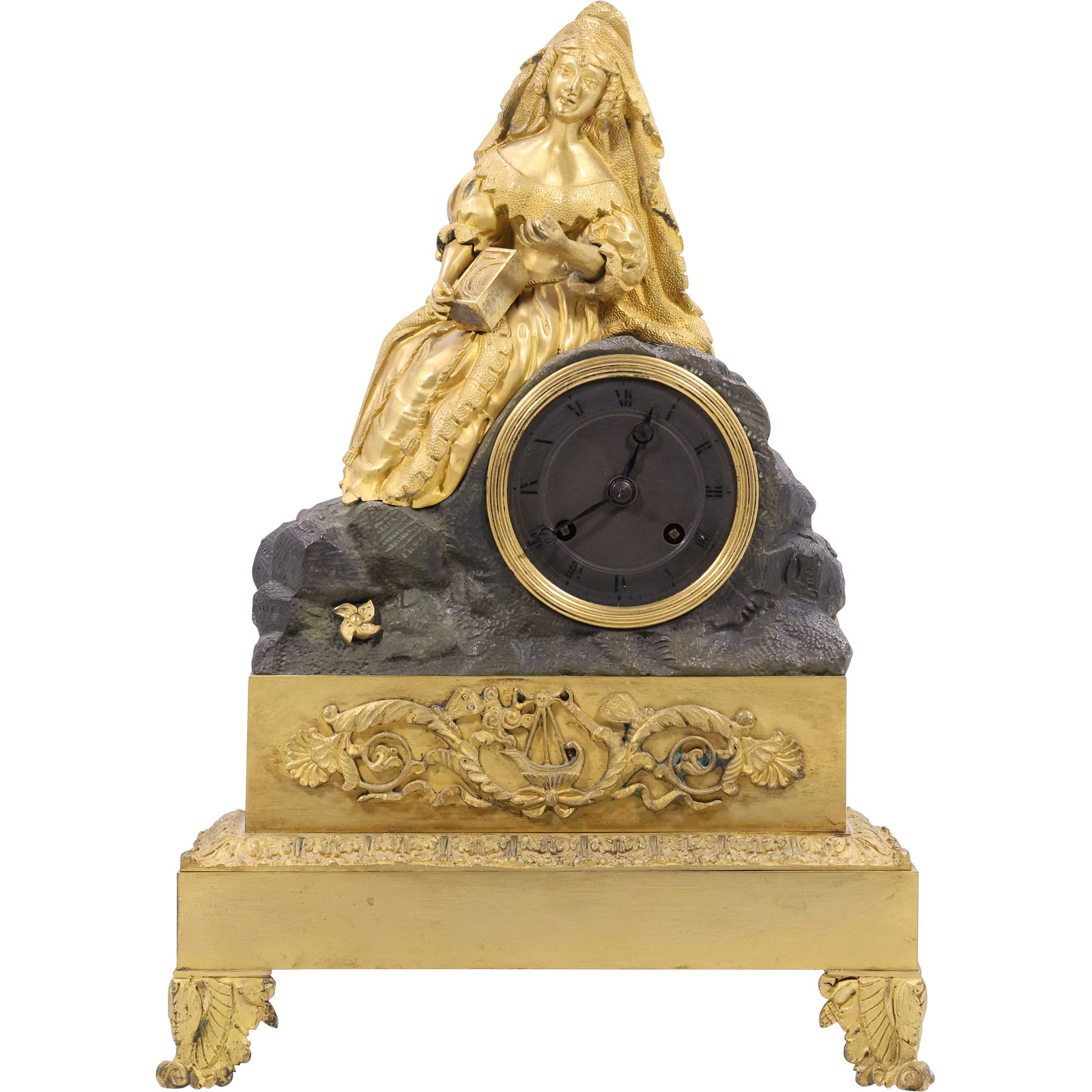 French Empire Gilt and Patinated Bronze Mantel Clock by Cacheux Brevete (1 of 15)