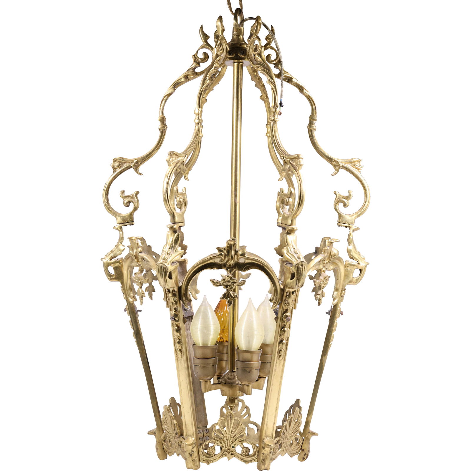 Antique French Rococo Style Gilt Brass Chandelier 30 in. height x 17 in. wide (1 of 15)